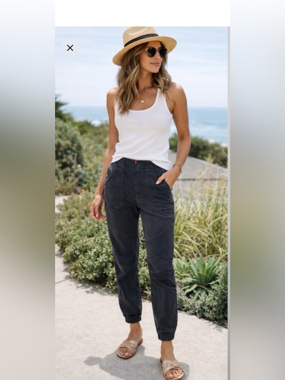 NWTs Spanx | Stretch Twill Cargo Jogger pants in Washed Black Size Small
